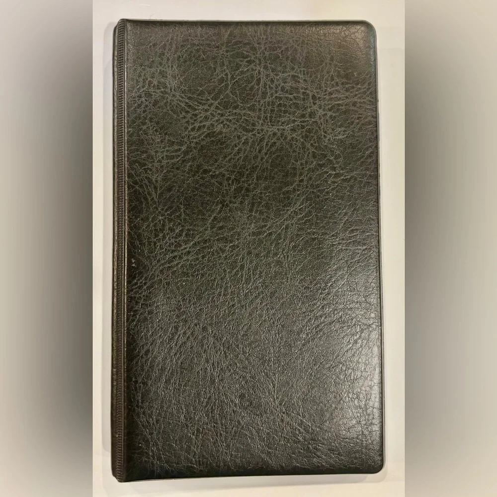 Vintage Personal Organizer in 6 Ring Binder and Faux Black Leather Cover
